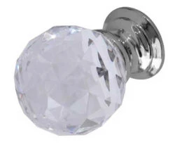 30mm Crystal Cut Knob & Polished Chrome Rose JH1155 30C