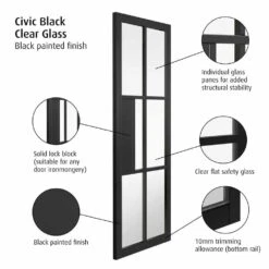 Civic Black Clear Glazed Door (Pre-finished) -Timber Flooring Shop Civic Black Clear Glazed 3 156