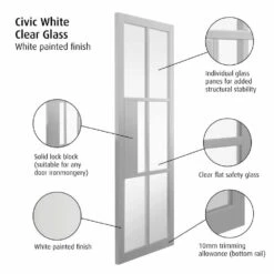 Civic White Clear Glazed Door (Pre-finished) -Timber Flooring Shop Civic White Clear Glazed 5 156