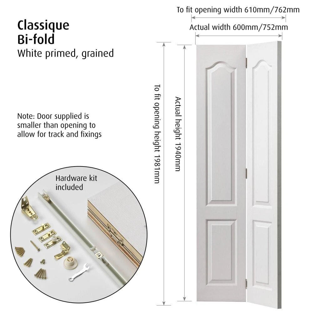 Classique Grained White Primed Bi-Fold Door 6 Classique Grained White Primed Bi-Fold Door - Image 4