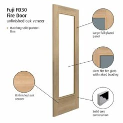 Oak Fuji Glazed FD30 Fire Door (Unfinished) -Timber Flooring Shop Oak Fuji Glazed FD30 Fire Door 2 3